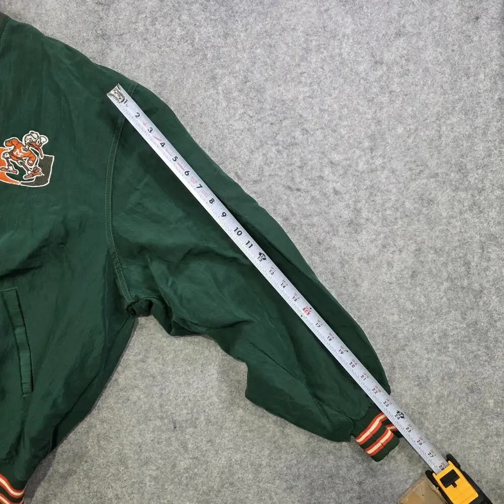 Vintage Miami Hurricanes Jacket Mens XL Green NCAA Football Starter Pullover 90s